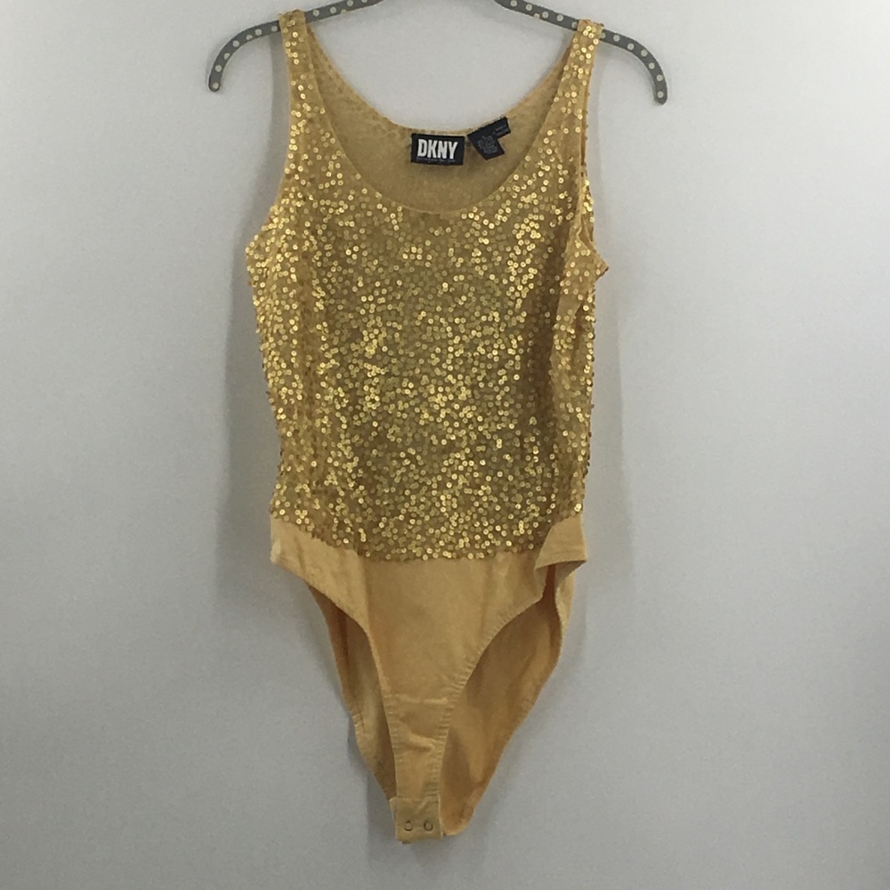 DKNY Gold Sequined Bodysuit